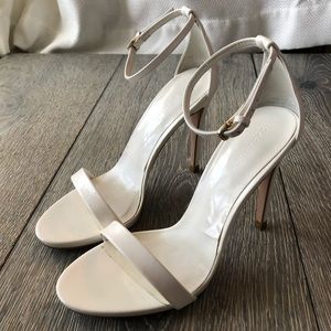 ZARA White Single Strap Ankle Strap Heels